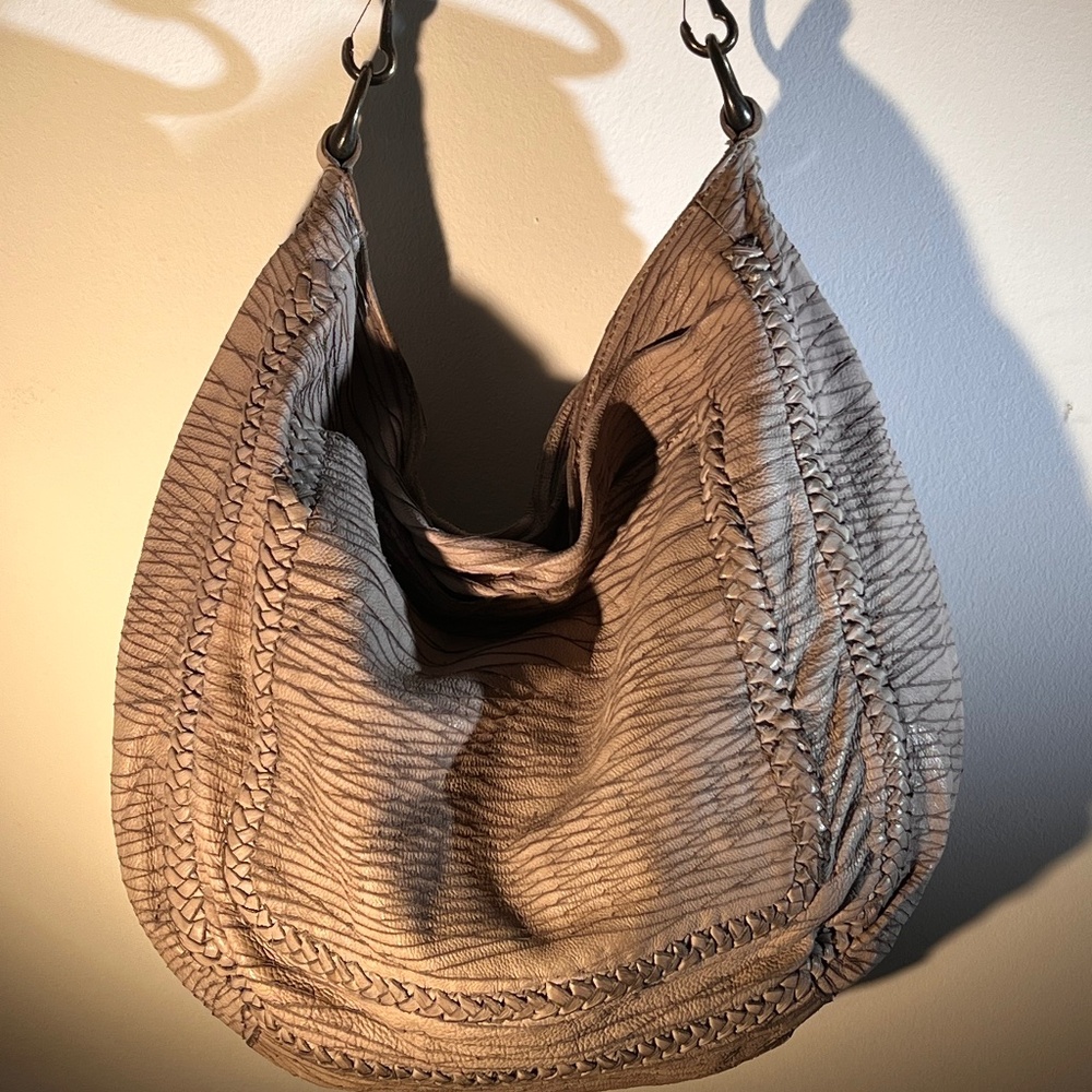 All Saints Women Grey Woven Leather Bag